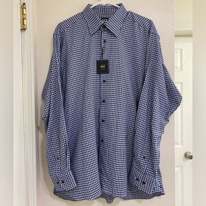 NWT Ike Behar Navy Houndstooth Dress Shirt Size Large